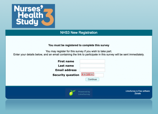 registration_screen Image showing NHS3 registration screen